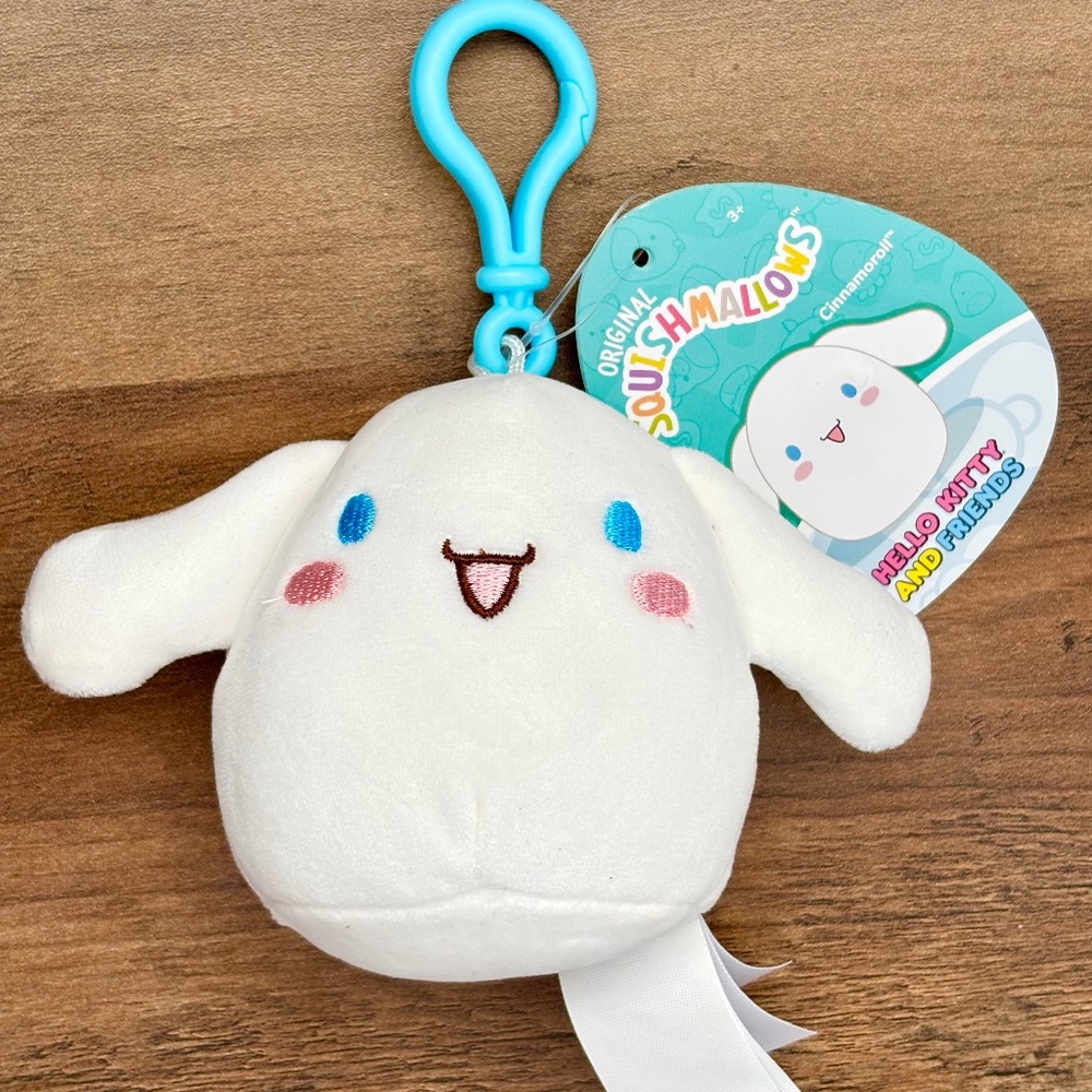 NWT Squishmallows Hello Kitty Plush Cinnamoroll Clip On Key Chain Bag Backpack